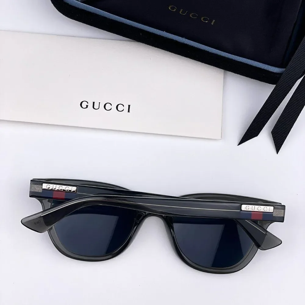 NEW GUCCI GG1116S 003 Gray Blue Square Men Unisex Sunglasses
